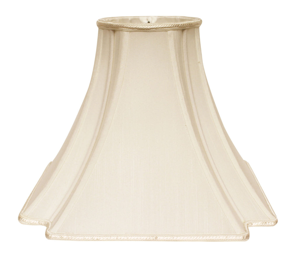 16" Ivory Slanted Notch Square Shantung Lampshade - Homeroots