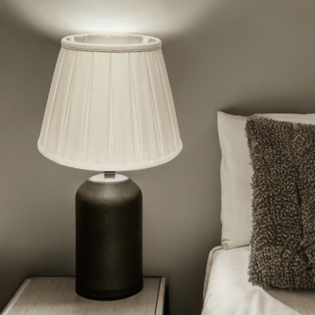 18" White Slanted Linen Lampshade with Box Pleat - Homeroots - Flyclothing LLC