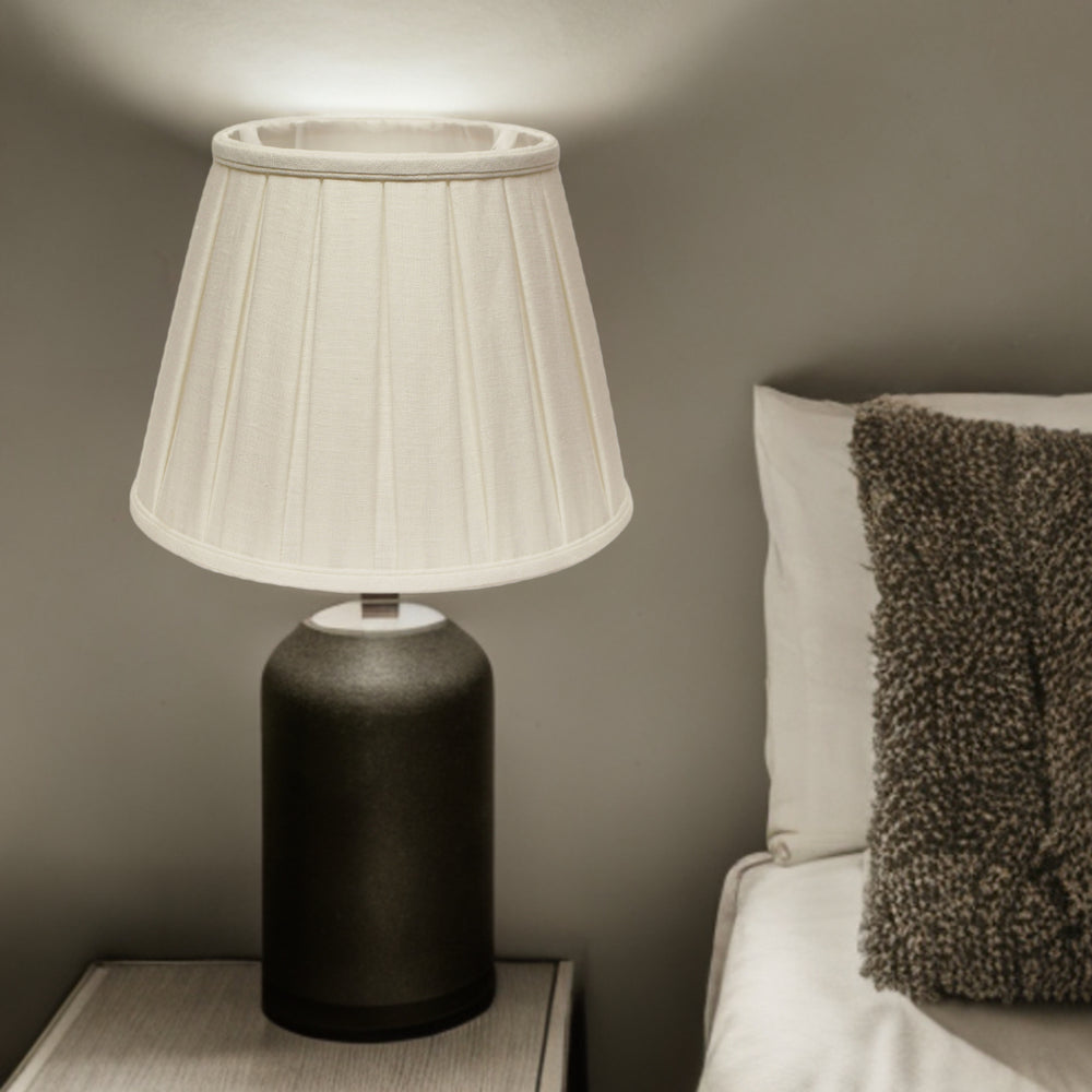 18" White Slanted Linen Lampshade with Box Pleat - Homeroots