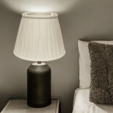 18" White Slanted Linen Lampshade with Box Pleat - Homeroots