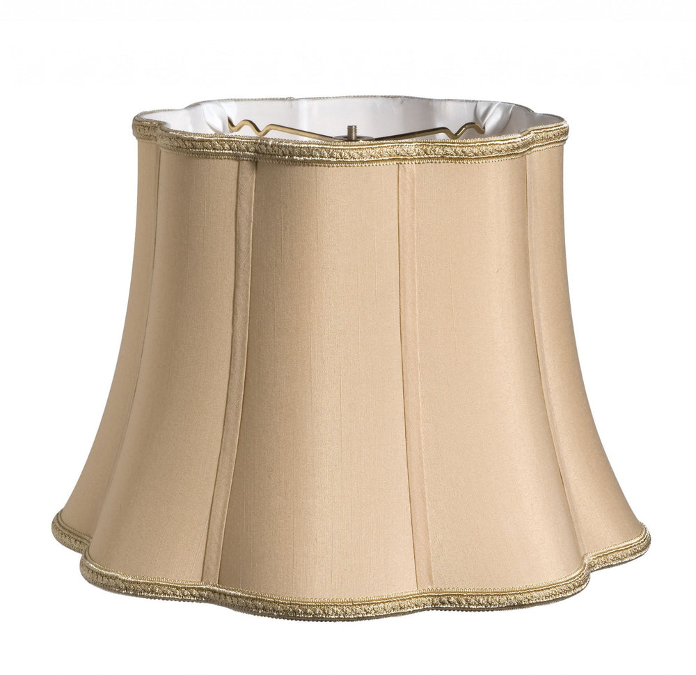 16" Vintage Gold Melon Scallop Shantung Lampshade - Homeroots