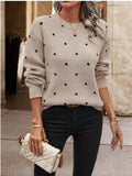 Polka Dot Long Sleeve Sweater - Trendsi - Flyclothing LLC
