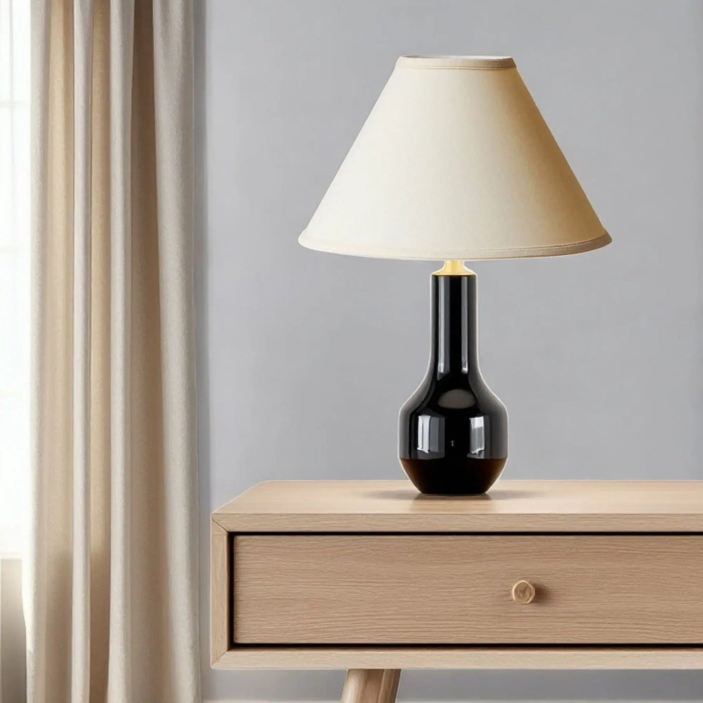 15" Parchment Biege Deep Cone Slanted Linen Lampshade - Homeroots - Flyclothing LLC