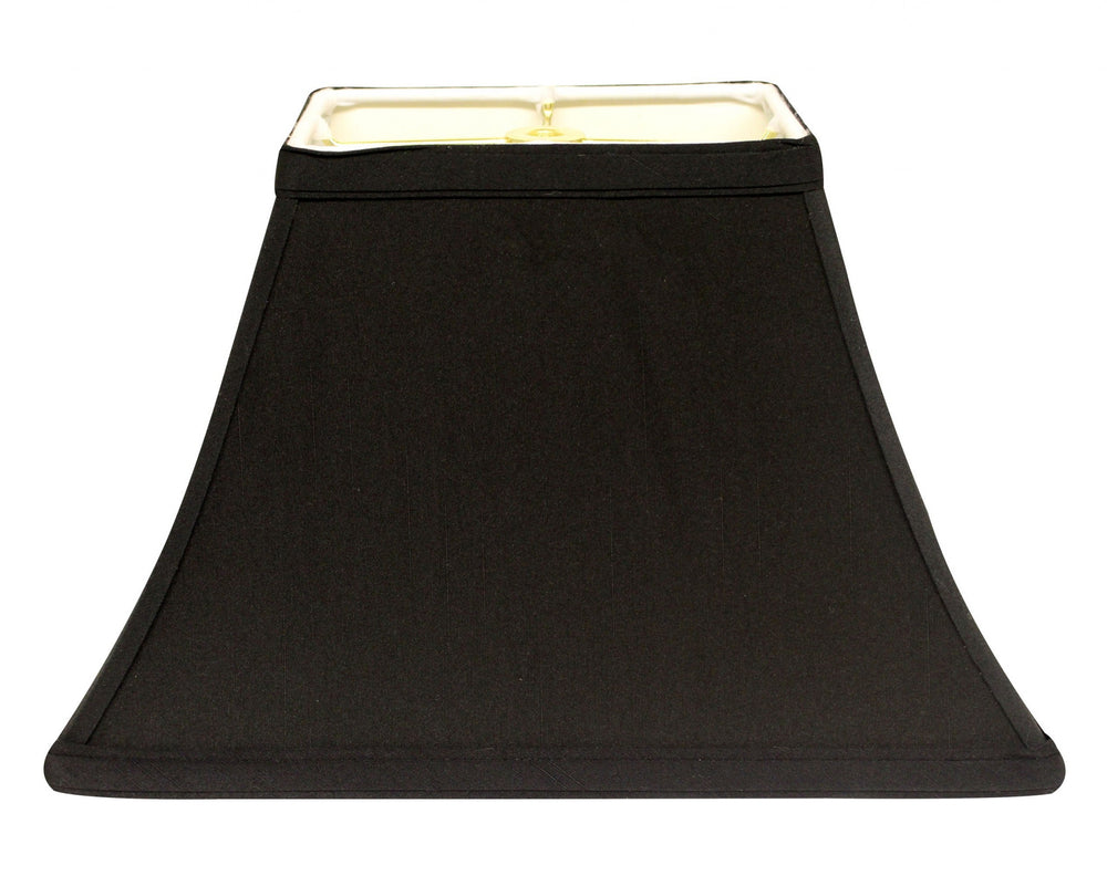 12" Black with White Lining Rectangle Bell Shantung Lampshade - Homeroots