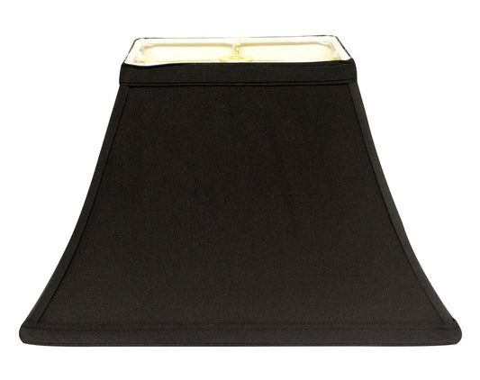 12" Black with White Lining Rectangle Bell Shantung Lampshade - Homeroots