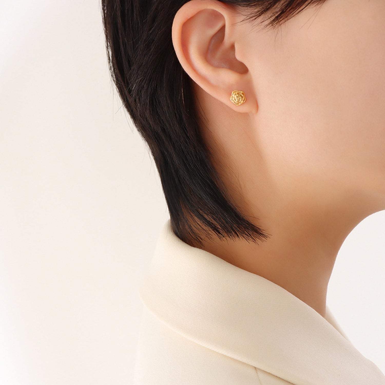 Titanium Steel Rose Stud Earrings - Trendsi - Flyclothing LLC