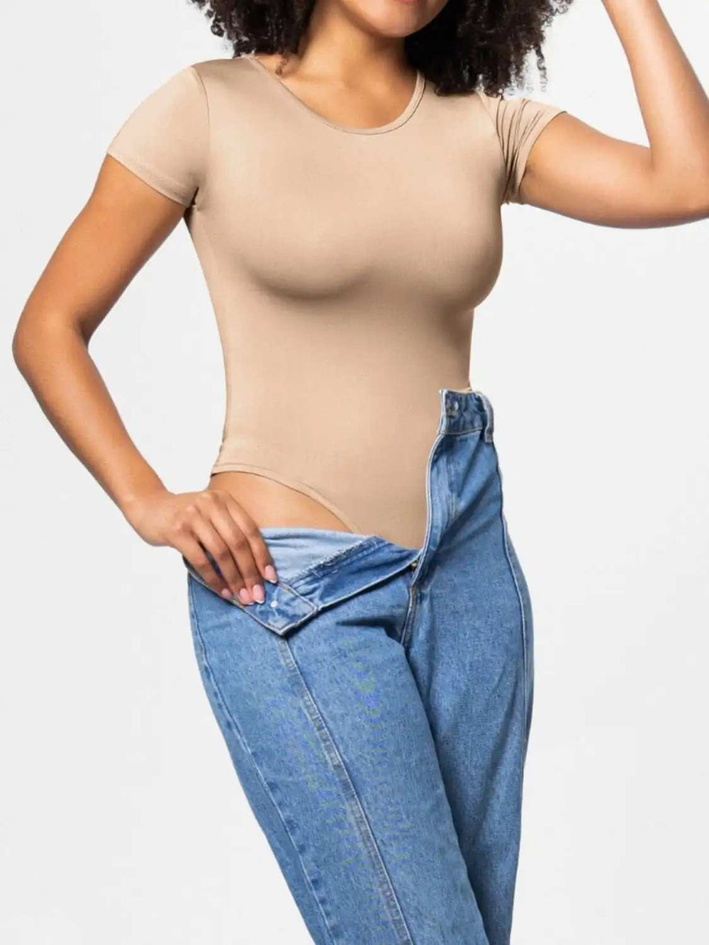 Full Size Round Neck Short Sleeve Bodysuit - Trendsi - Flyclothing LLC