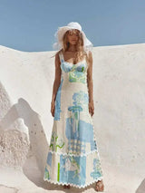 Tied Back Printed Maxi Dress - Trendsi - Flyclothing LLC