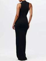 Sleeveless Mock Neck Knot Front Maxi Dress - Trendsi - Flyclothing LLC