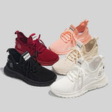 Mesh Lace-Up Platform Athletic Shoes - Trendsi