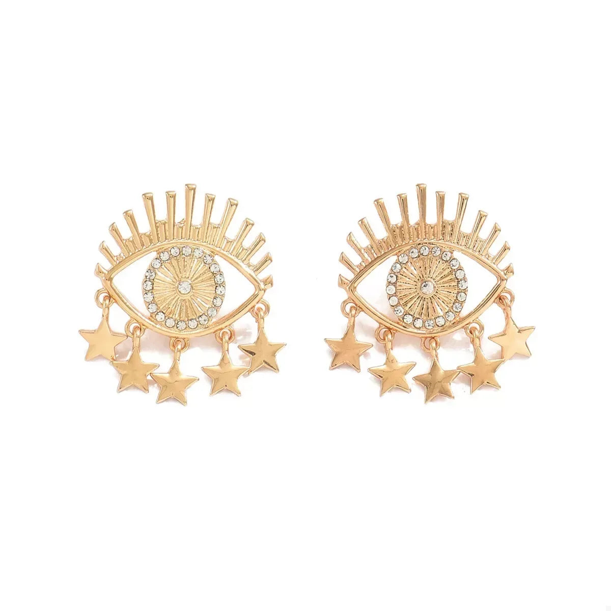 18K Gold-Plated Evil Eye Star Earrings - Trendsi - Flyclothing LLC