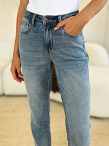 Judy Blue Full Size Mid Rise Rigid Magic Release Hem Jeans - Trendsi - Flyclothing LLC