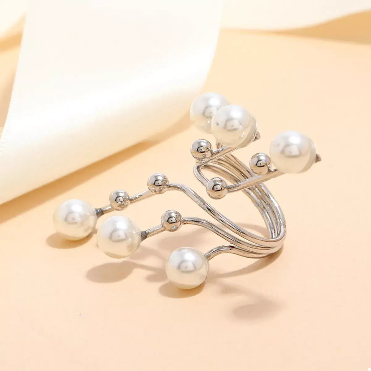 Alloy Pearl Bypass Ring - Trendsi - Flyclothing LLC