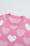 Pearl Trim Heart Round Neck Long Sleeve Sweater - Trendsi - Flyclothing LLC