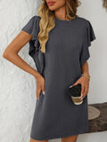 Mandy Ruffled Round Neck Short Sleeve Dress - Trendsi