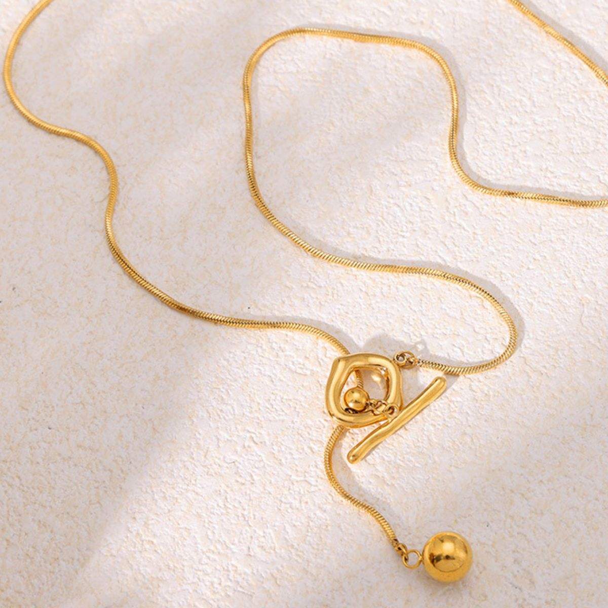 Stainless Steel Bead Necklace - Trendsi - Flyclothing LLC