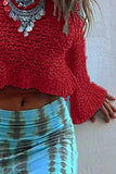 Round Neck Long Sleeve Knit Cover Up - Trendsi - Flyclothing LLC