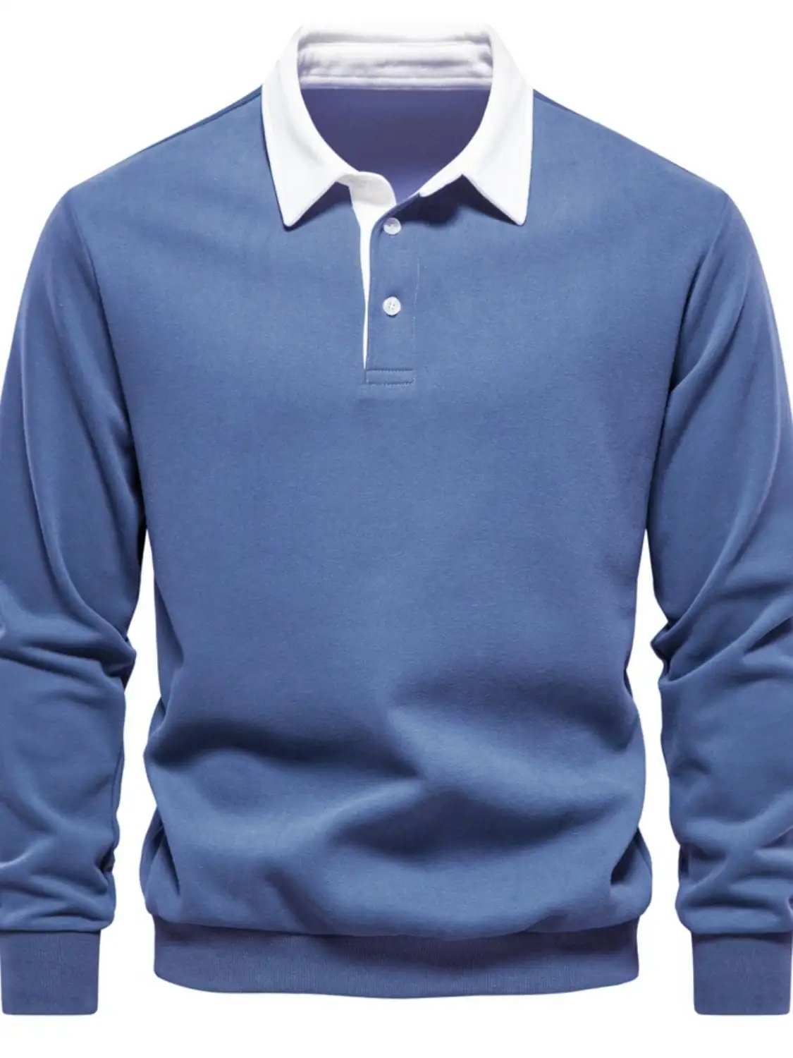 Men's Quarter Button Collared Neck Long Sleeve Polo - Trendsi - Flyclothing LLC