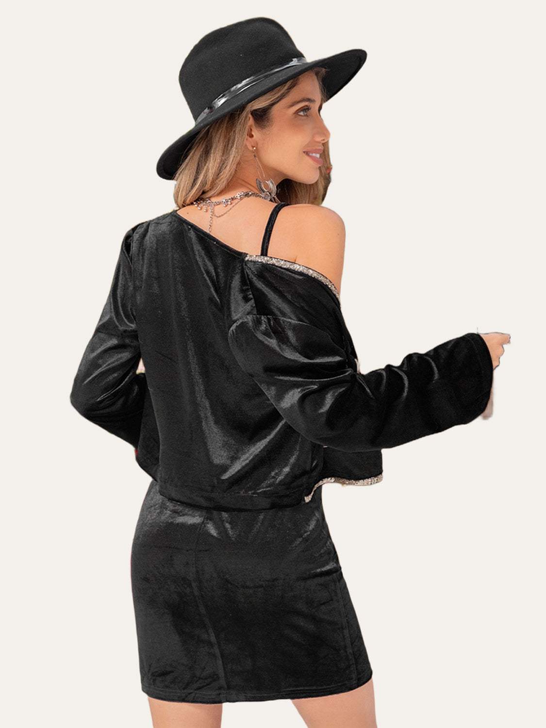 Embroidered Open Front Cardigan and Cami Dress Set - Trendsi - Flyclothing LLC