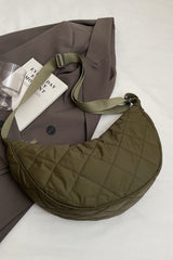 Plaid Quilted Adjustable Strap Crossbody Bag - Trendsi