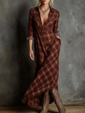 Full Size Plaid Button-Down Maxi Dress Plus Size - Trendsi - Flyclothing LLC