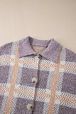 Plaid Button Up Collared Neck Cardigan - Trendsi - Flyclothing LLC