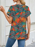 Printed Round Neck Short Sleeve Top - Trendsi - Flyclothing LLC