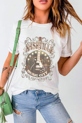 Guitar Graphic Round Neck Short Sleeve T-Shirt - Trendsi - Flyclothing LLC