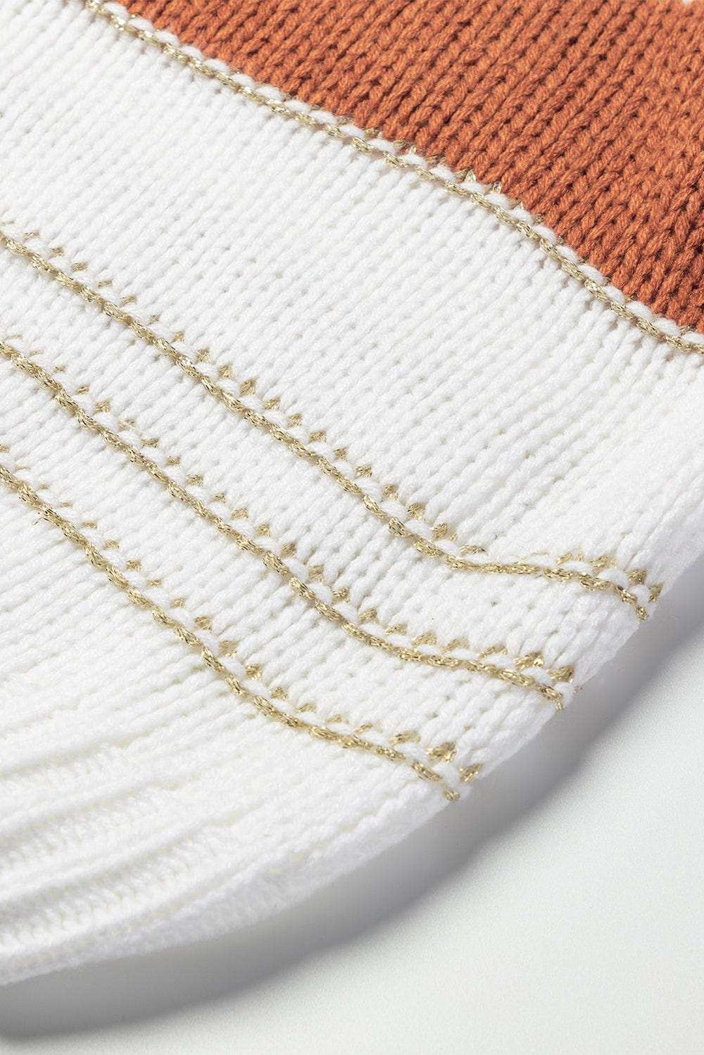 Striped Round Neck Dropped Shoulder Sweater - Trendsi - Flyclothing LLC