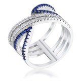 .46Ct Rhodium and Hematite Plated Blue and Clear CZ Micro Pave Crossover - JGI - Flyclothing LLC