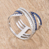.46Ct Rhodium and Hematite Plated Blue and Clear CZ Micro Pave Crossover - JGI - Flyclothing LLC