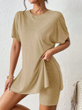 Casual Round Neck T-Shirt and Shorts Set - Trendsi - Flyclothing LLC
