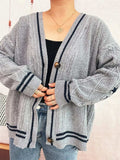 Star Pattern Button-Up Cardigan with Contrast Trim - Trendsi - Flyclothing LLC