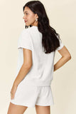 Double Take Full Size Texture Short Sleeve T-Shirt and Drawstring Shorts Set - Trendsi - Flyclothing LLC