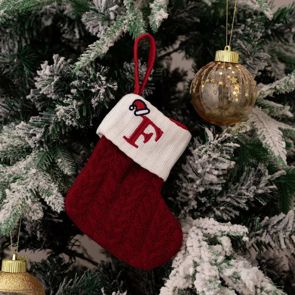 Cable-Knit Contrast Christmas Stockings - Trendsi - Flyclothing LLC