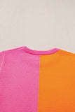Contrast Round Neck Cap Sleeve Sweater - Trendsi - Flyclothing LLC