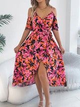 Printed Cold Shoulder Midi Cami Dress - Trendsi - Flyclothing LLC
