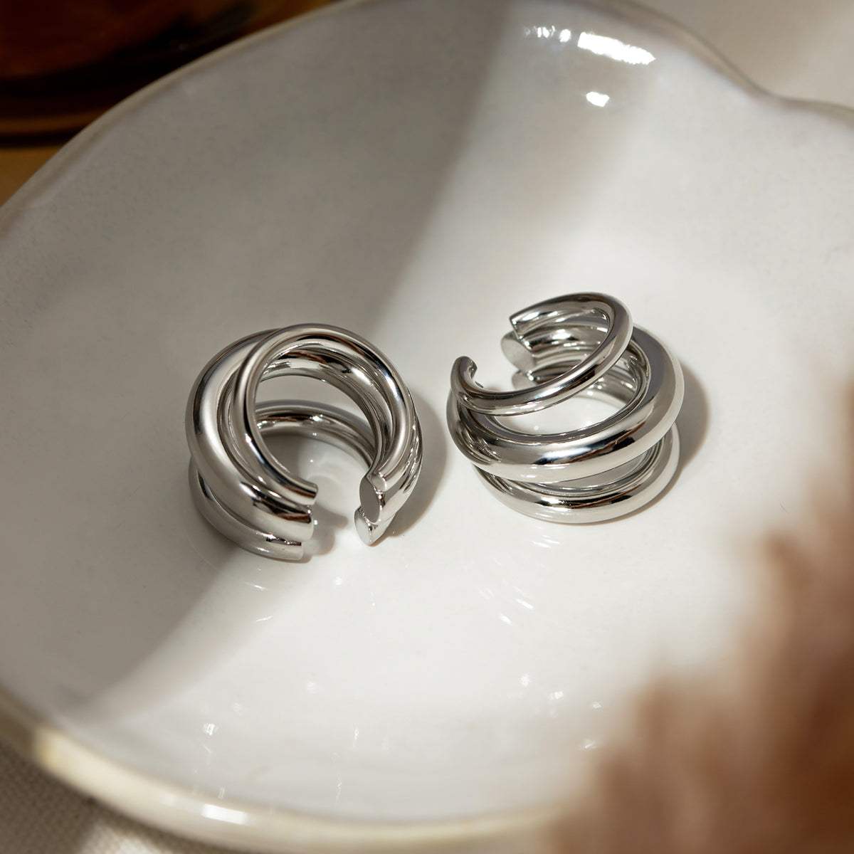 Stainless Steel Layered Cuff Earrings - Trendsi - Flyclothing LLC