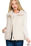 Zenana High Neck Zip-Up Vest Coat - Trendsi - Flyclothing LLC