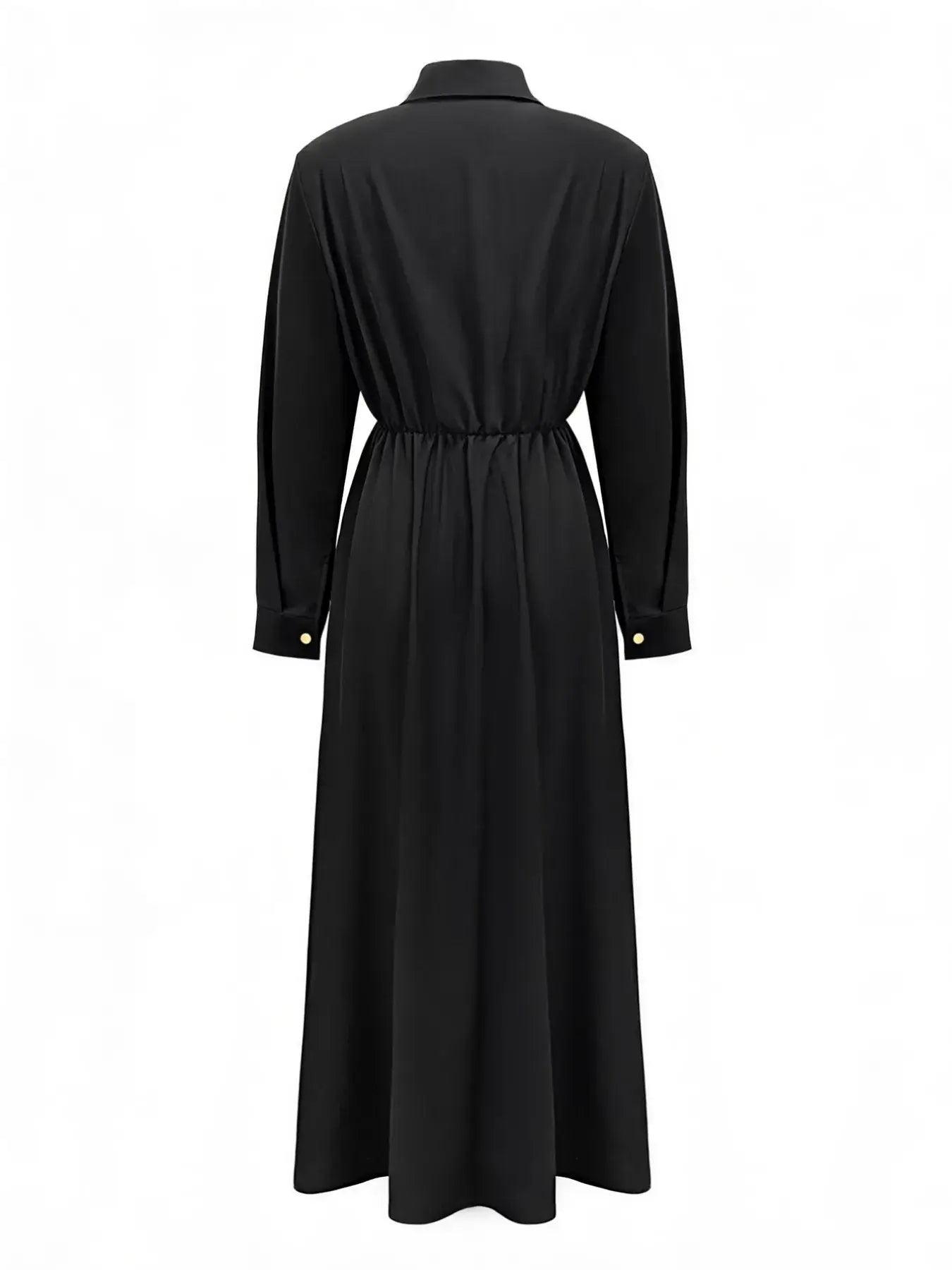 Button Front Long Sleeve Maxi Dress - Trendsi - Flyclothing LLC