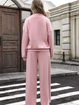 Half Zip Sweatshirt and Wide-Leg Pants Set - Trendsi - Flyclothing LLC