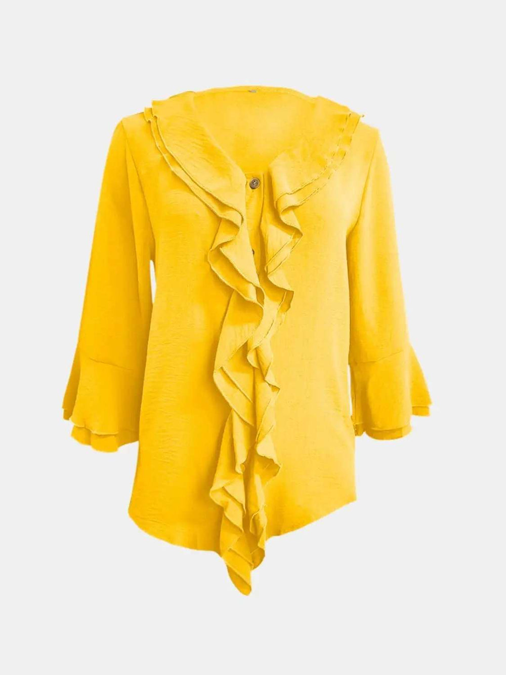 Full Size Ruffled V-Neck Flounce Sleeve Blouse - Trendsi - Flyclothing LLC