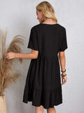 Full Size V-Neck Short Sleeve Dress - Trendsi - Flyclothing LLC