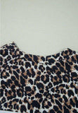 Waffle-Knit Leopard V-Neck Long Sleeve Blouse - Trendsi - Flyclothing LLC