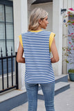 Contrast Striped Round Neck T-Shirt - Trendsi