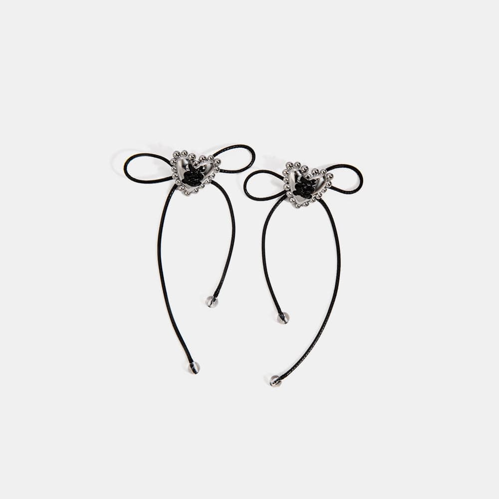 Stainless Steel Wax Rope Heart Earrings - Trendsi
