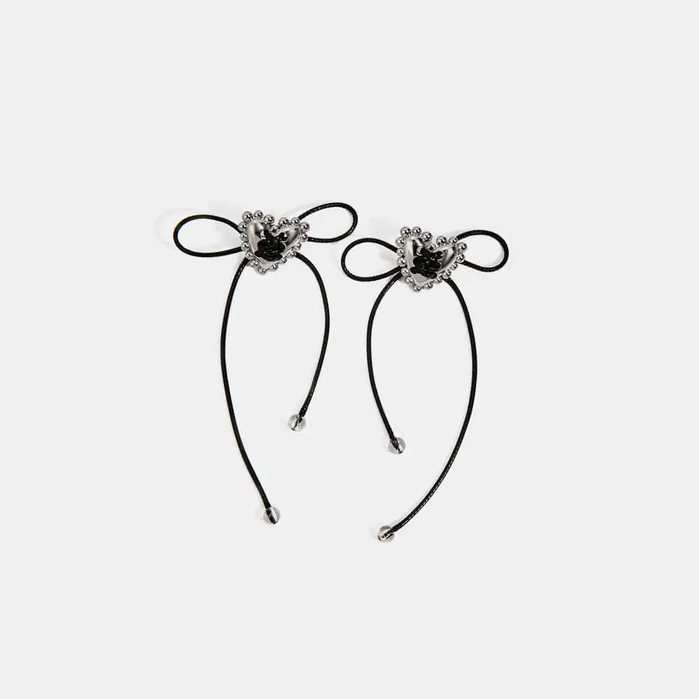 Stainless Steel Wax Rope Heart Earrings - Trendsi