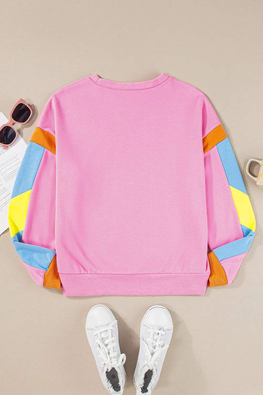 Contrast Football Long Sleeve Sweatshirt - Trendsi - Flyclothing LLC