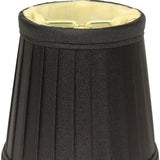 4" Black and Gold of 6 Slanted Pleat Chandelier Silk Lampshades - Homeroots