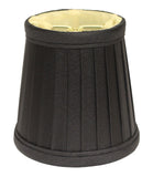 4" Black and Gold of 6 Slanted Pleat Chandelier Silk Lampshades - Homeroots